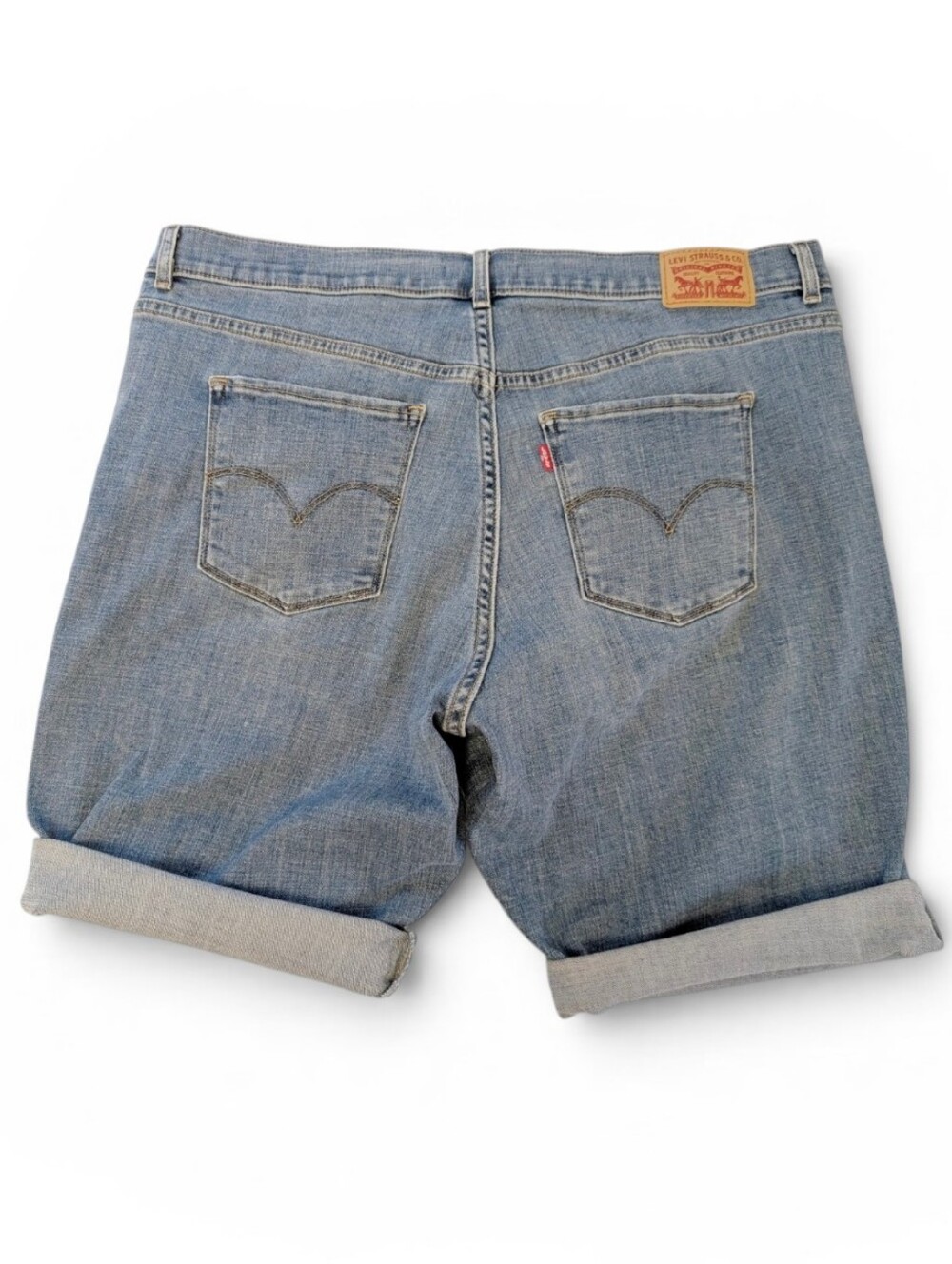 LEVIS Denim Bermuda Shorts Light Blue Jean Casual Distressed - Picture 8 of 16